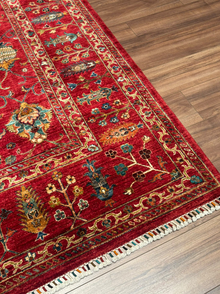 Sultani Binbirgece Orijinal El Dokuması Kırmızı Kök Boya Yün Halı 253x307 7.77 Metrekare - 8x10 ft