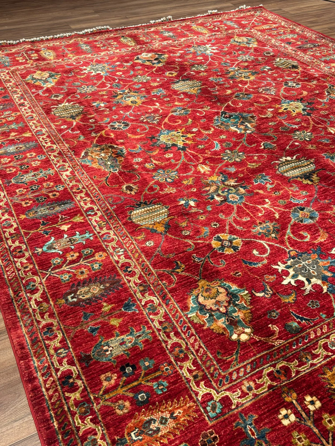 Sultani Binbirgece Orijinal El Dokuması Kırmızı Kök Boya Yün Halı 253x307 7.77 Metrekare - 8x10 ft