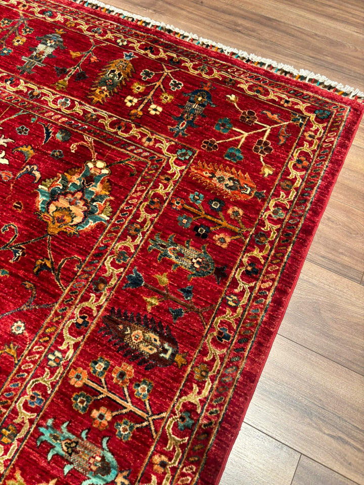 Sultani Binbirgece Orijinal El Dokuması Kırmızı Kök Boya Yün Halı 253x307 7.77 Metrekare - 8x10 ft
