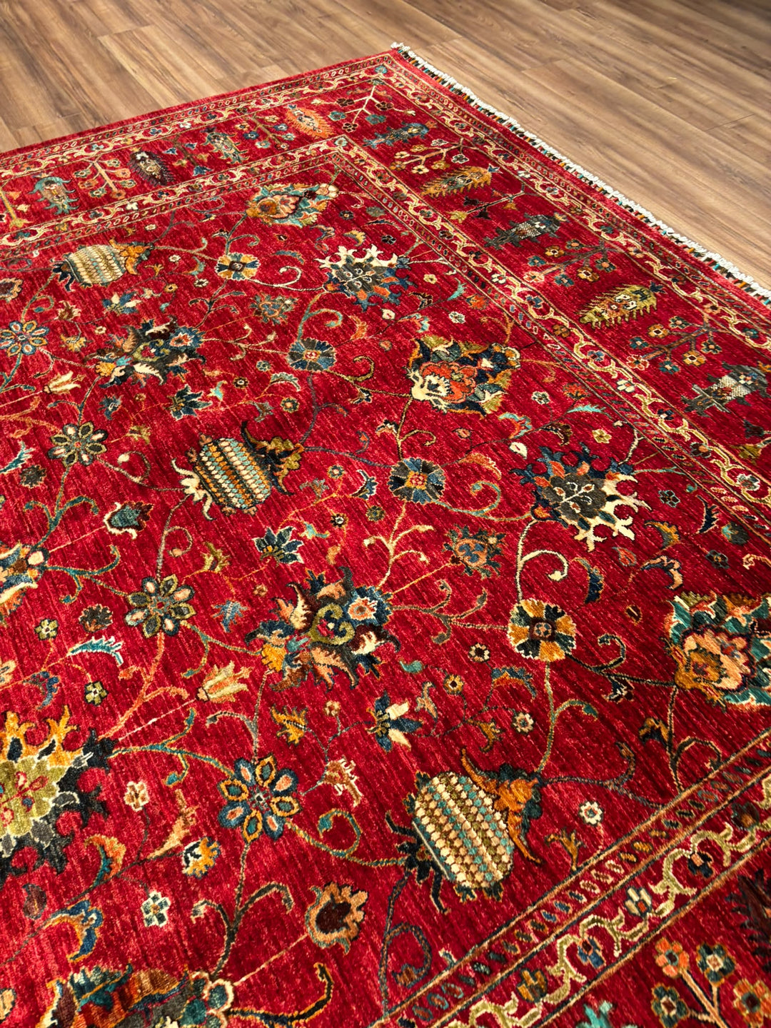 Sultani Binbirgece Orijinal El Dokuması Kırmızı Kök Boya Yün Halı 253x307 7.77 Metrekare - 8x10 ft