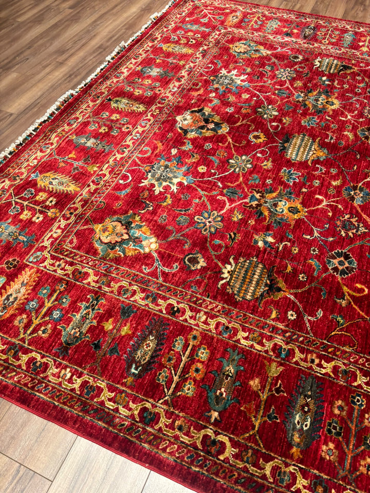 Sultani Binbirgece Orijinal El Dokuması Kırmızı Kök Boya Yün Halı 253x307 7.77 Metrekare - 8x10 ft