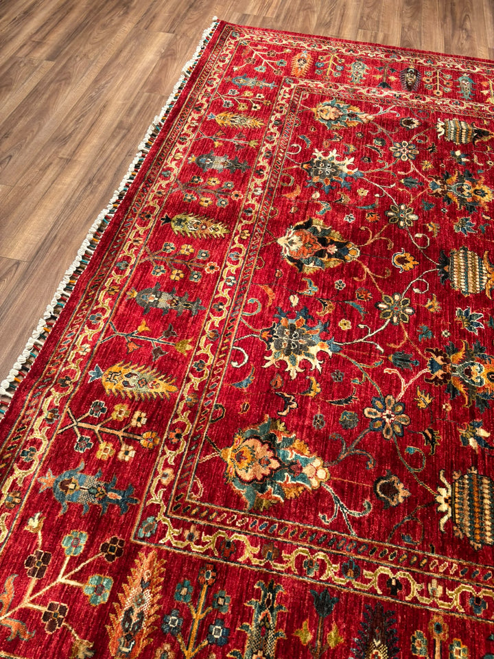 Sultani Binbirgece Orijinal El Dokuması Kırmızı Kök Boya Yün Halı 253x307 7.77 Metrekare - 8x10 ft