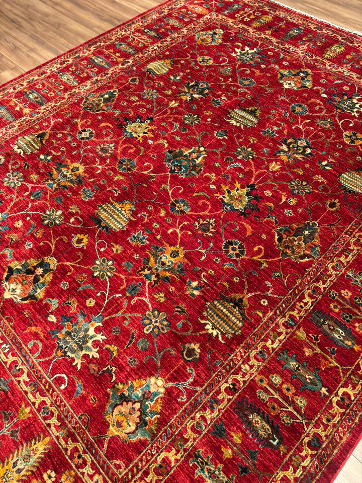 Sultani Binbirgece Orijinal El Dokuması Kırmızı Kök Boya Yün Halı 253x307 7.77 Metrekare - 8x10 ft