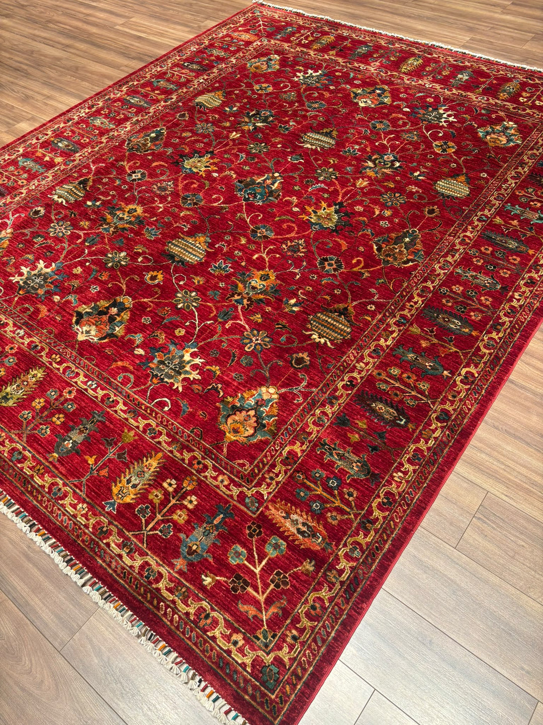 Sultani Binbirgece Orijinal El Dokuması Kırmızı Kök Boya Yün Halı 253x307 7.77 Metrekare - 8x10 ft