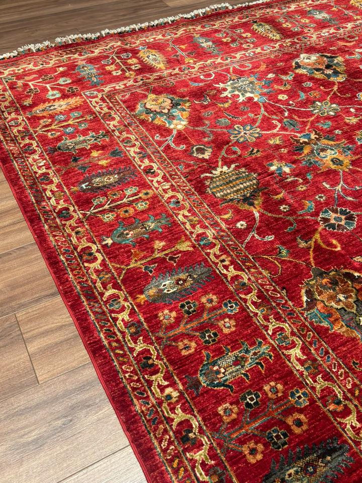 Sultani Binbirgece Orijinal El Dokuması Kırmızı Kök Boya Yün Halı 253x307 7.77 Metrekare - 8x10 ft