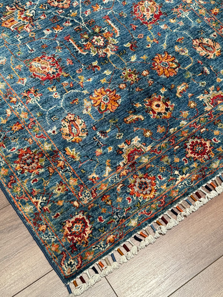 Sultani Binbirgece Orijinal El Dokuması Mavi Kök Boya Yün Halı 0.96x150 1.44 Metrekare - 3x5 ft