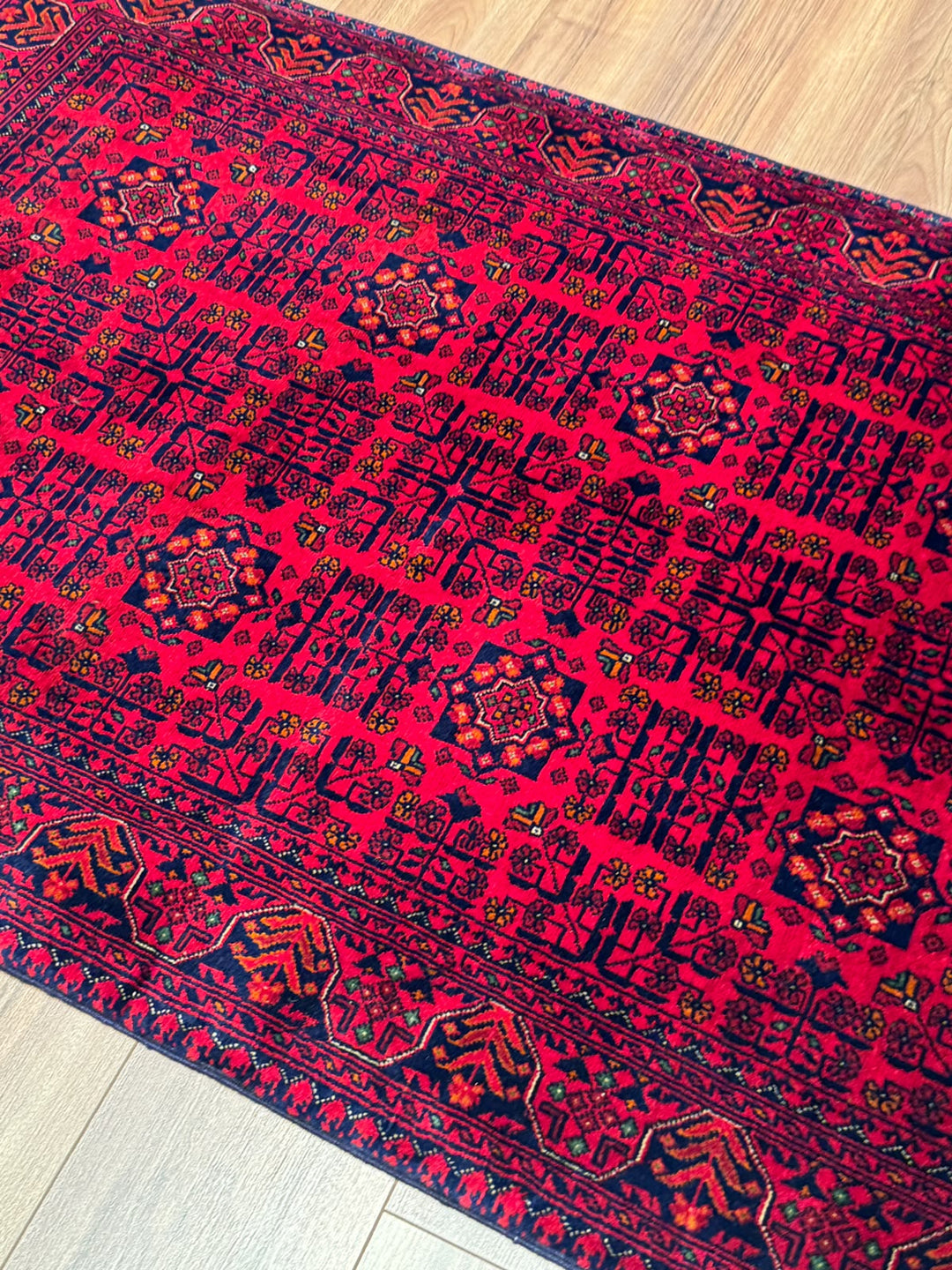 Afgan Halısı Bilcik Orijinal El Dokuması Kök Boya Yün 0.98x147 1.44 Metrekare - 3x5 ft