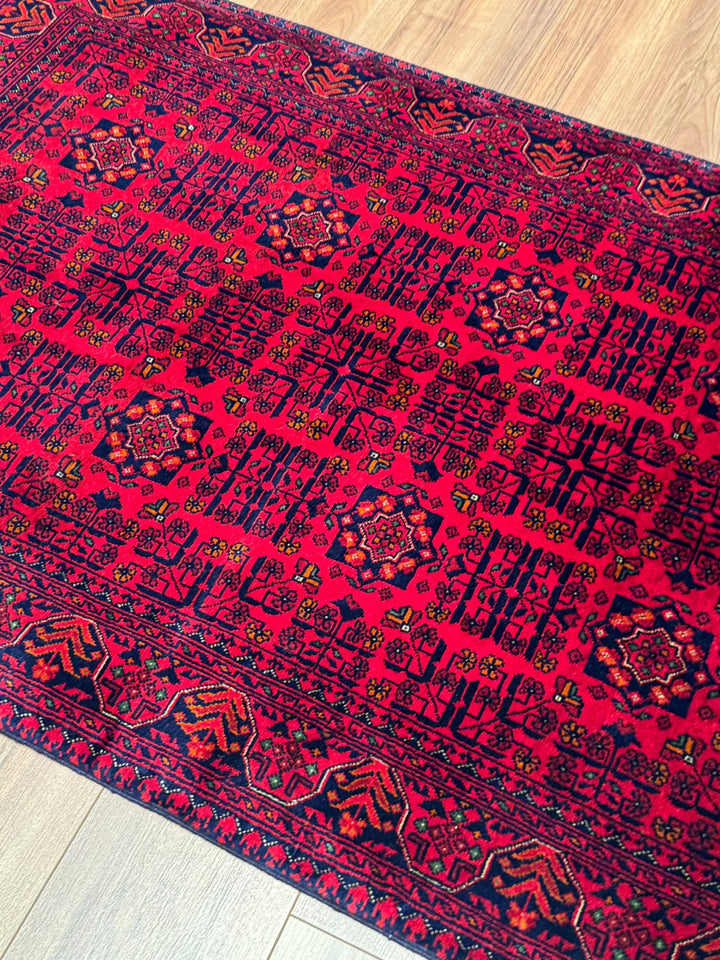 Afgan Halısı Bilcik Orijinal El Dokuması Kök Boya Yün 0.98x147 1.44 Metrekare - 3x5 ft