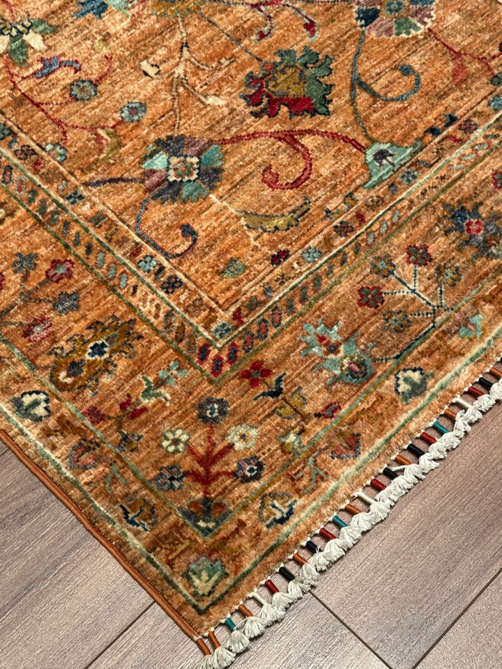 Sultani Binbirgece Orijinal El Dokuması Turuncu Kök Boya Yün Halı 0.98x148 1.45 Metrekare - 3x5 ft
