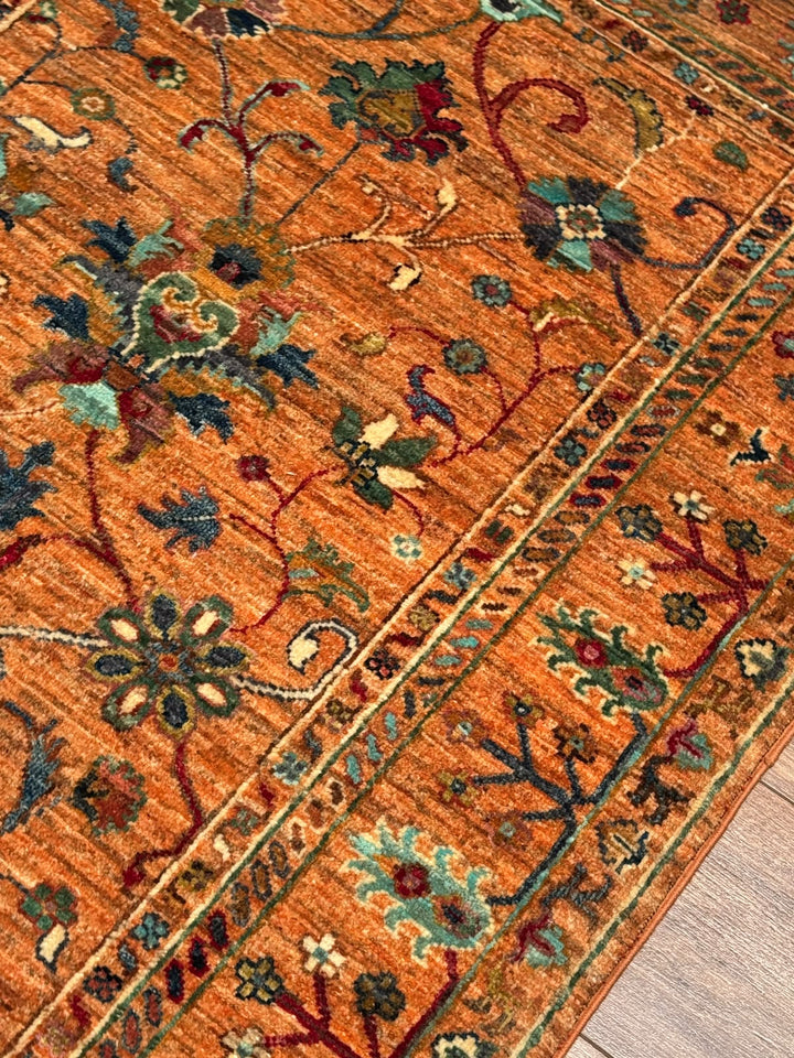 Sultani Binbirgece Orijinal El Dokuması Turuncu Kök Boya Yün Halı 0.98x148 1.45 Metrekare - 3x5 ft