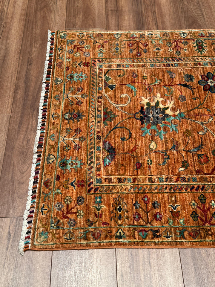 Sultani Binbirgece Orijinal El Dokuması Turuncu Kök Boya Yün Halı 101x152 1.54 Metrekare - 3x5 ft