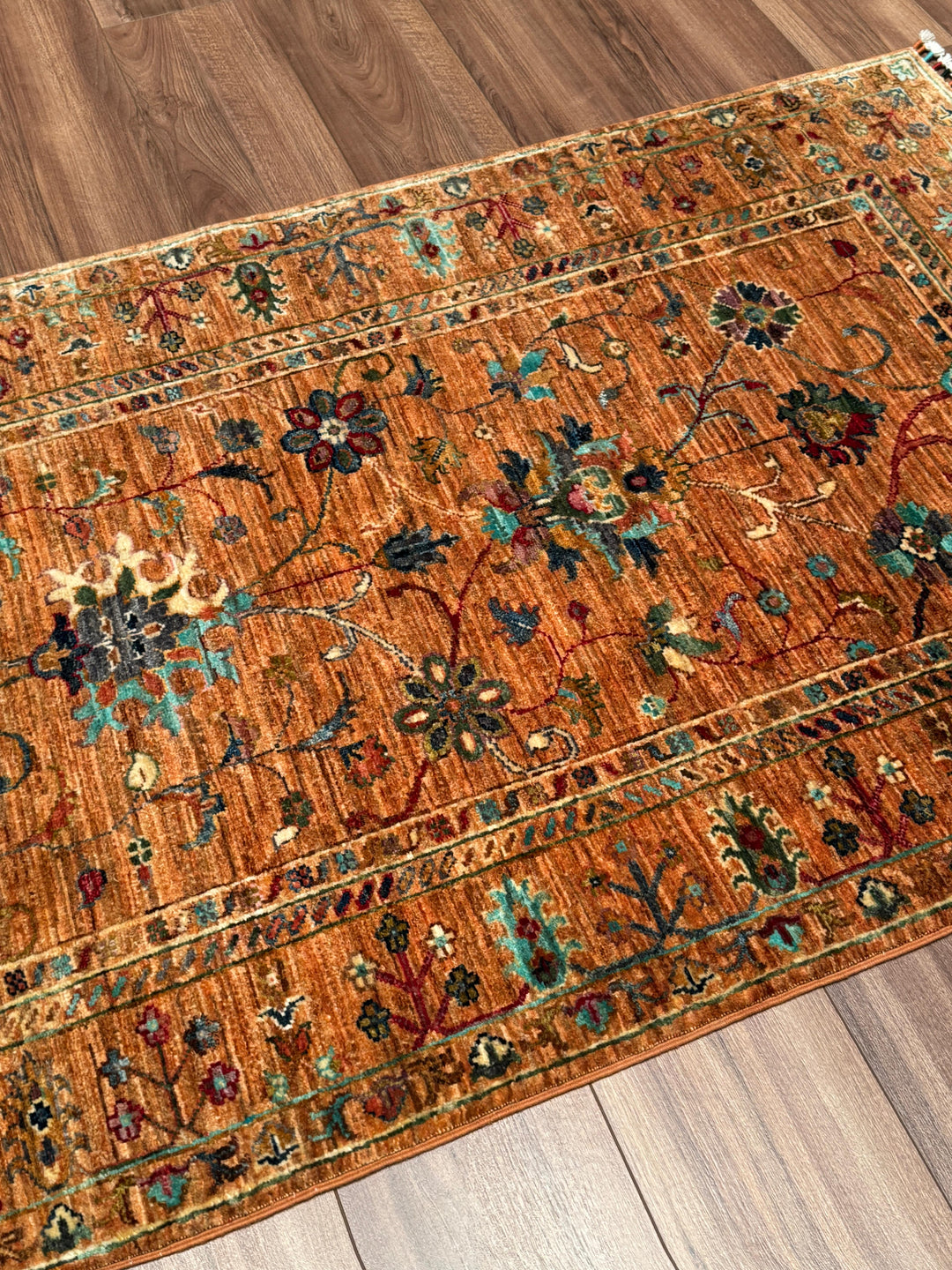 Sultani Binbirgece Orijinal El Dokuması Turuncu Kök Boya Yün Halı 101x152 1.54 Metrekare - 3x5 ft