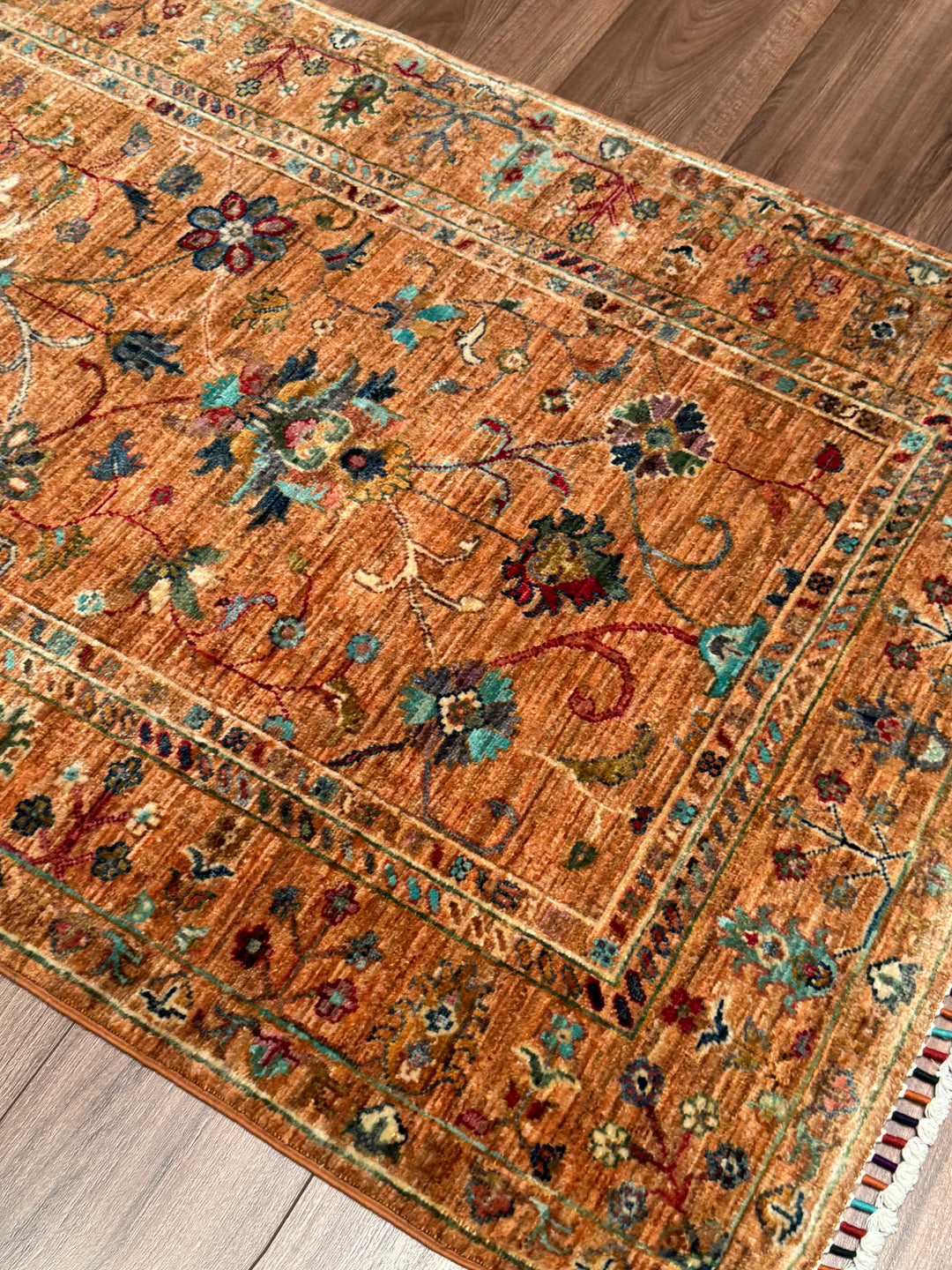 Sultani Binbirgece Orijinal El Dokuması Turuncu Kök Boya Yün Halı 101x152 1.54 Metrekare - 3x5 ft