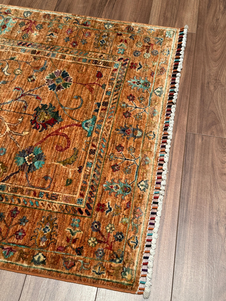 Sultani Binbirgece Orijinal El Dokuması Turuncu Kök Boya Yün Halı 101x152 1.54 Metrekare - 3x5 ft