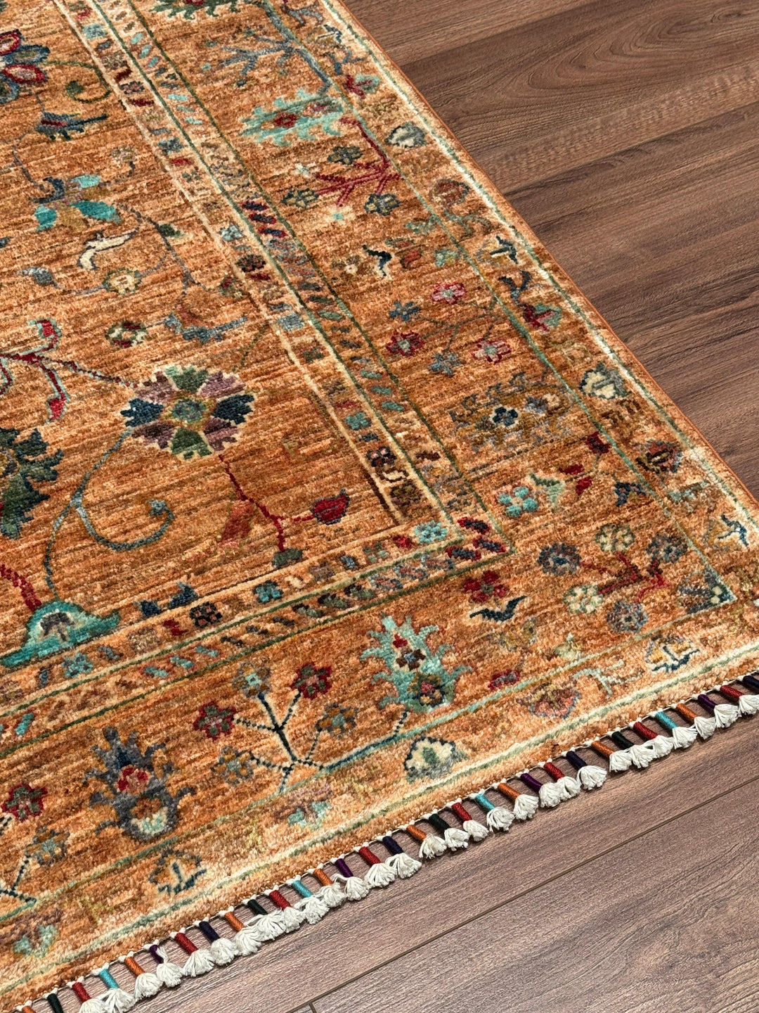 Sultani Binbirgece Orijinal El Dokuması Turuncu Kök Boya Yün Halı 101x152 1.54 Metrekare - 3x5 ft