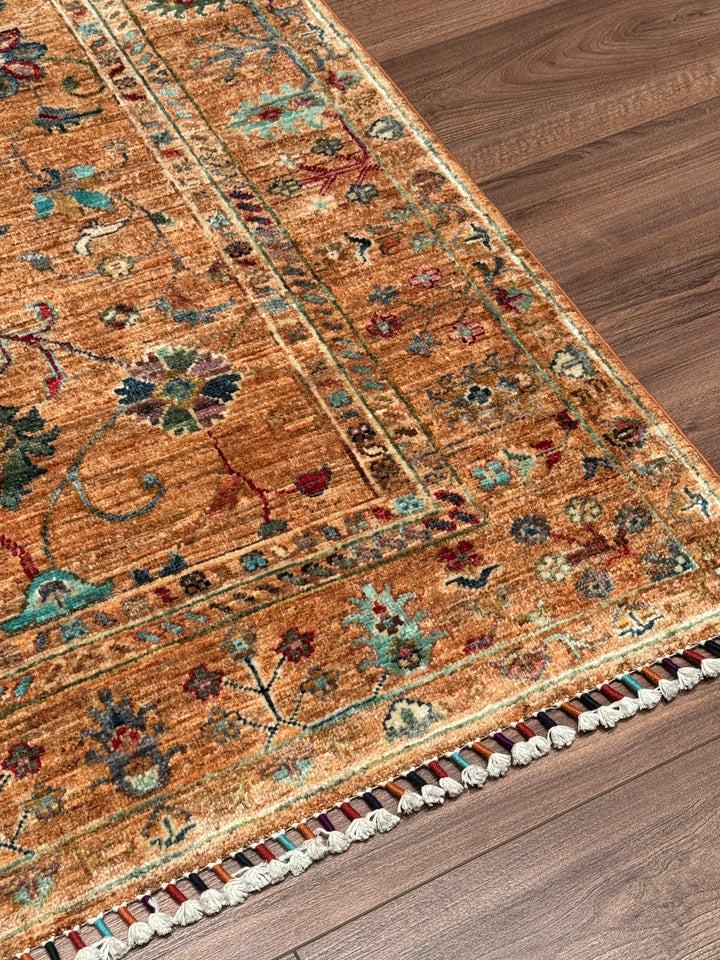Sultani Binbirgece Orijinal El Dokuması Turuncu Kök Boya Yün Halı 101x152 1.54 Metrekare - 3x5 ft