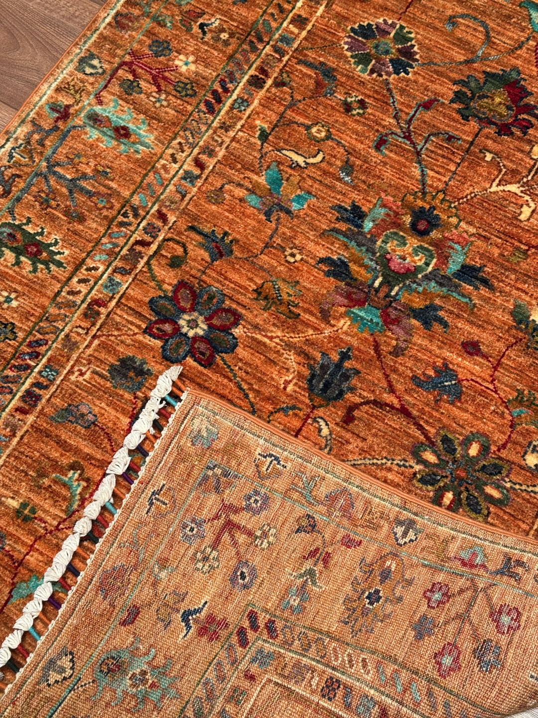 Sultani Binbirgece Orijinal El Dokuması Turuncu Kök Boya Yün Halı 101x152 1.54 Metrekare - 3x5 ft