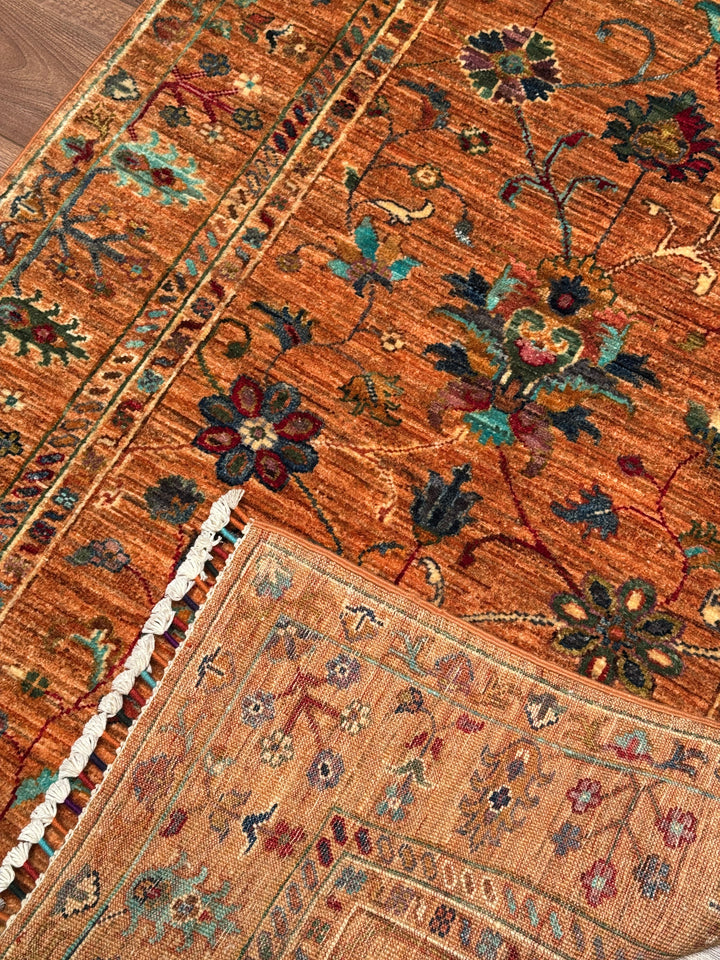 Sultani Binbirgece Orijinal El Dokuması Turuncu Kök Boya Yün Halı 101x152 1.54 Metrekare - 3x5 ft