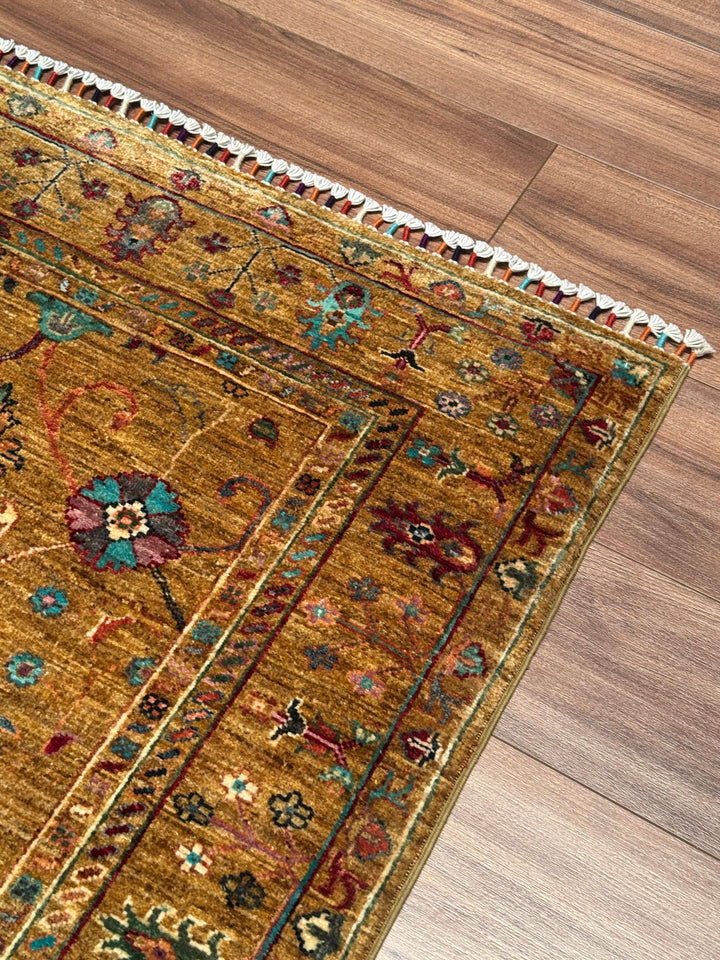 Sultani Binbirgece Orijinal El Dokuması Yeşil Kök Boya Yün Halı 100x151 1.51 Metrekare - 3x5 ft