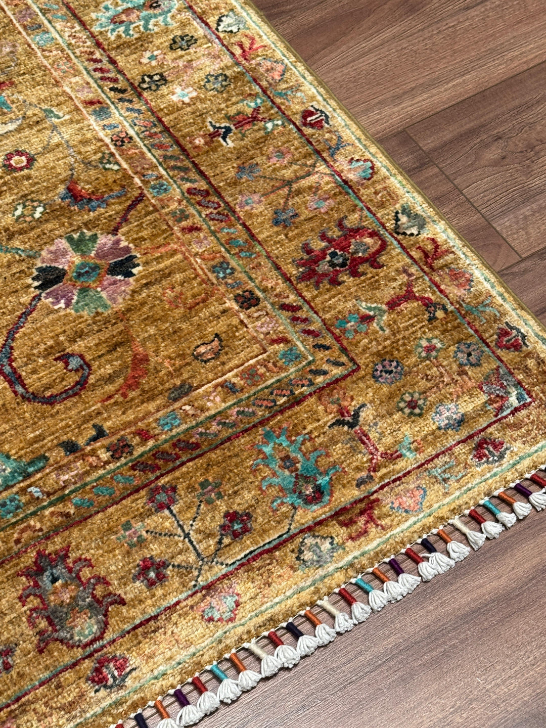 Sultani Binbirgece Orijinal El Dokuması Yeşil Kök Boya Yün Halı 100x151 1.51 Metrekare - 3x5 ft