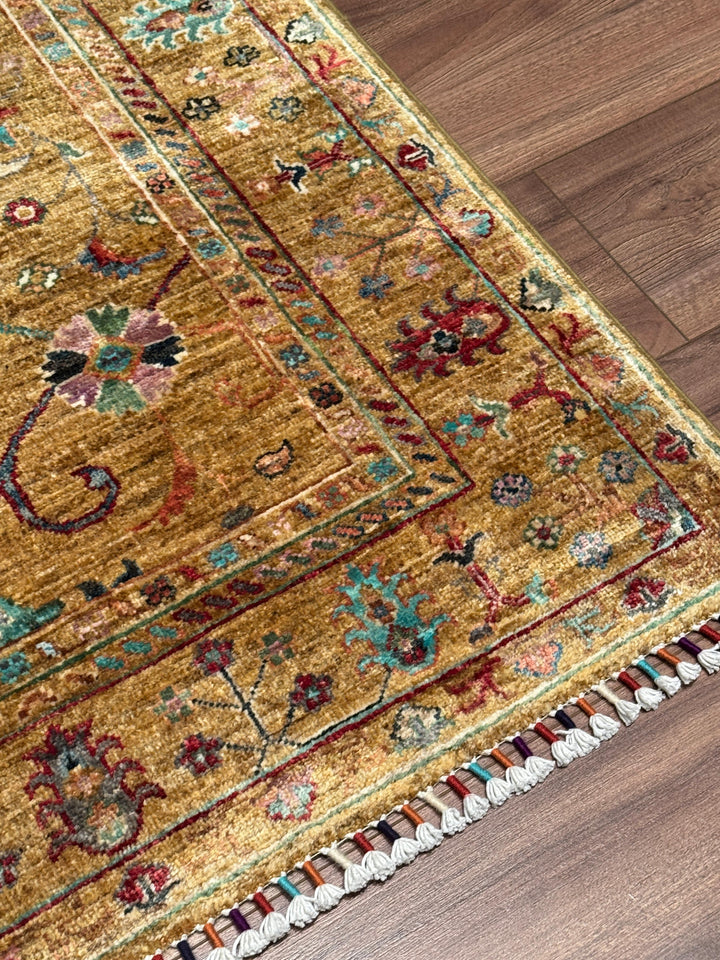 Sultani Binbirgece Orijinal El Dokuması Yeşil Kök Boya Yün Halı 100x151 1.51 Metrekare - 3x5 ft