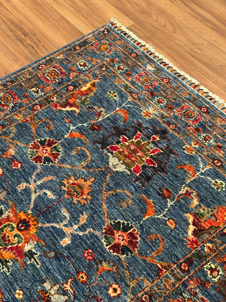 Sultani Binbirgece Orijinal El Dokuması Mavi Kök Boya Yün Halı 106x154 1.63 Metrekare - 3x5 ft