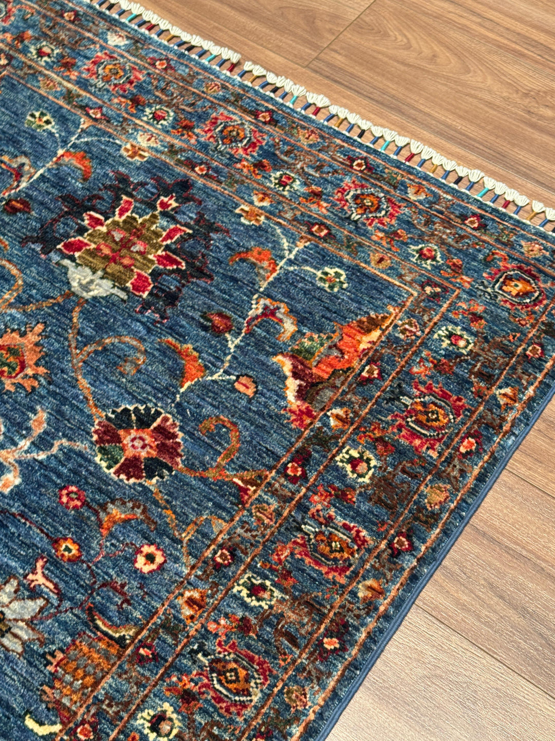 Sultani Binbirgece Orijinal El Dokuması Mavi Kök Boya Yün Halı 106x154 1.63 Metrekare - 3x5 ft