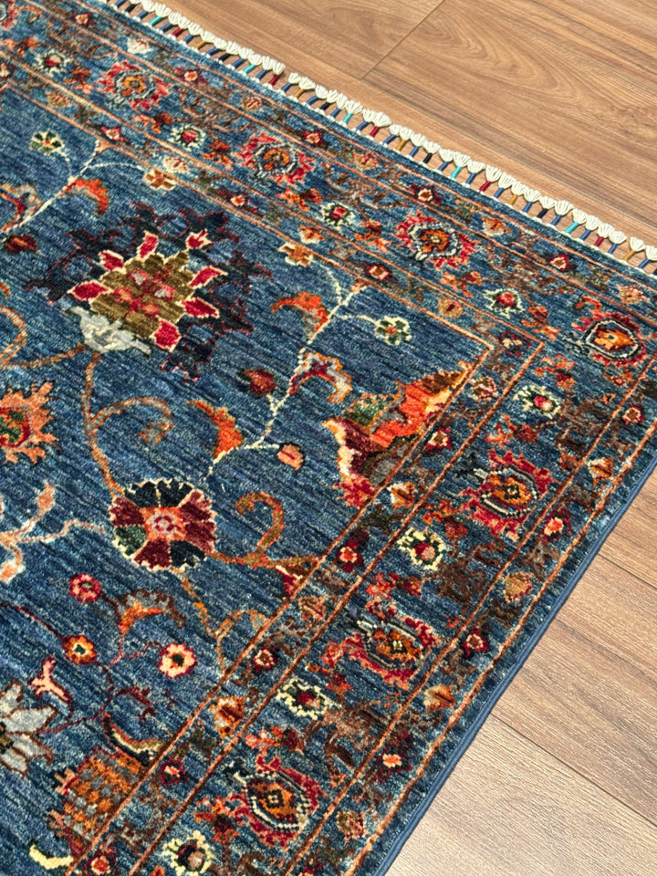 Sultani Binbirgece Orijinal El Dokuması Mavi Kök Boya Yün Halı 106x154 1.63 Metrekare - 3x5 ft