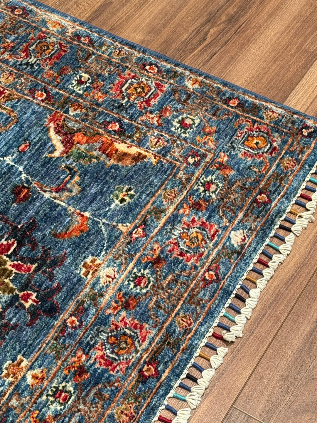 Sultani Binbirgece Orijinal El Dokuması Mavi Kök Boya Yün Halı 106x154 1.63 Metrekare - 3x5 ft
