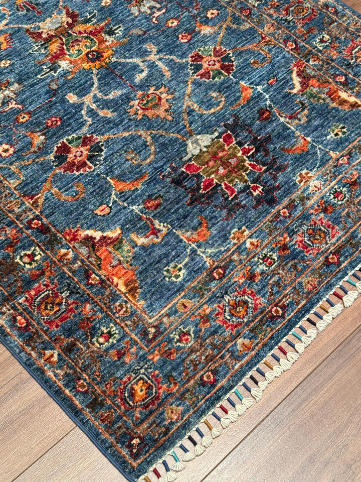 Sultani Binbirgece Orijinal El Dokuması Mavi Kök Boya Yün Halı 106x154 1.63 Metrekare - 3x5 ft