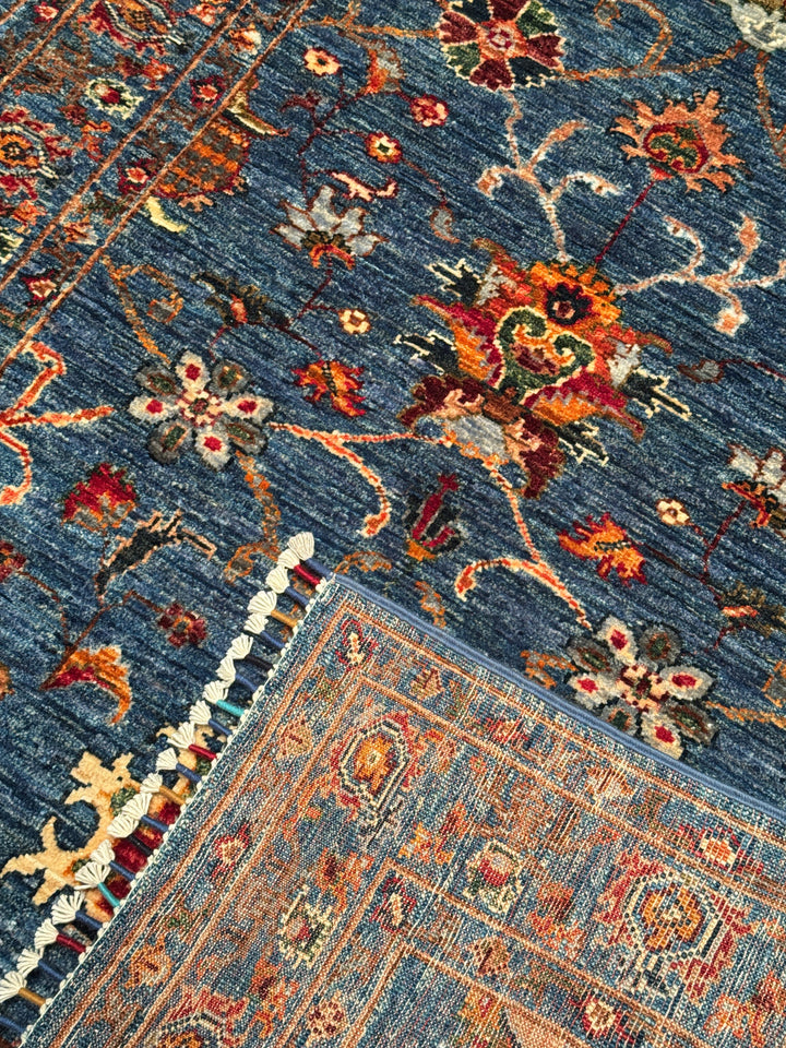 Sultani Binbirgece Orijinal El Dokuması Mavi Kök Boya Yün Halı 106x154 1.63 Metrekare - 3x5 ft
