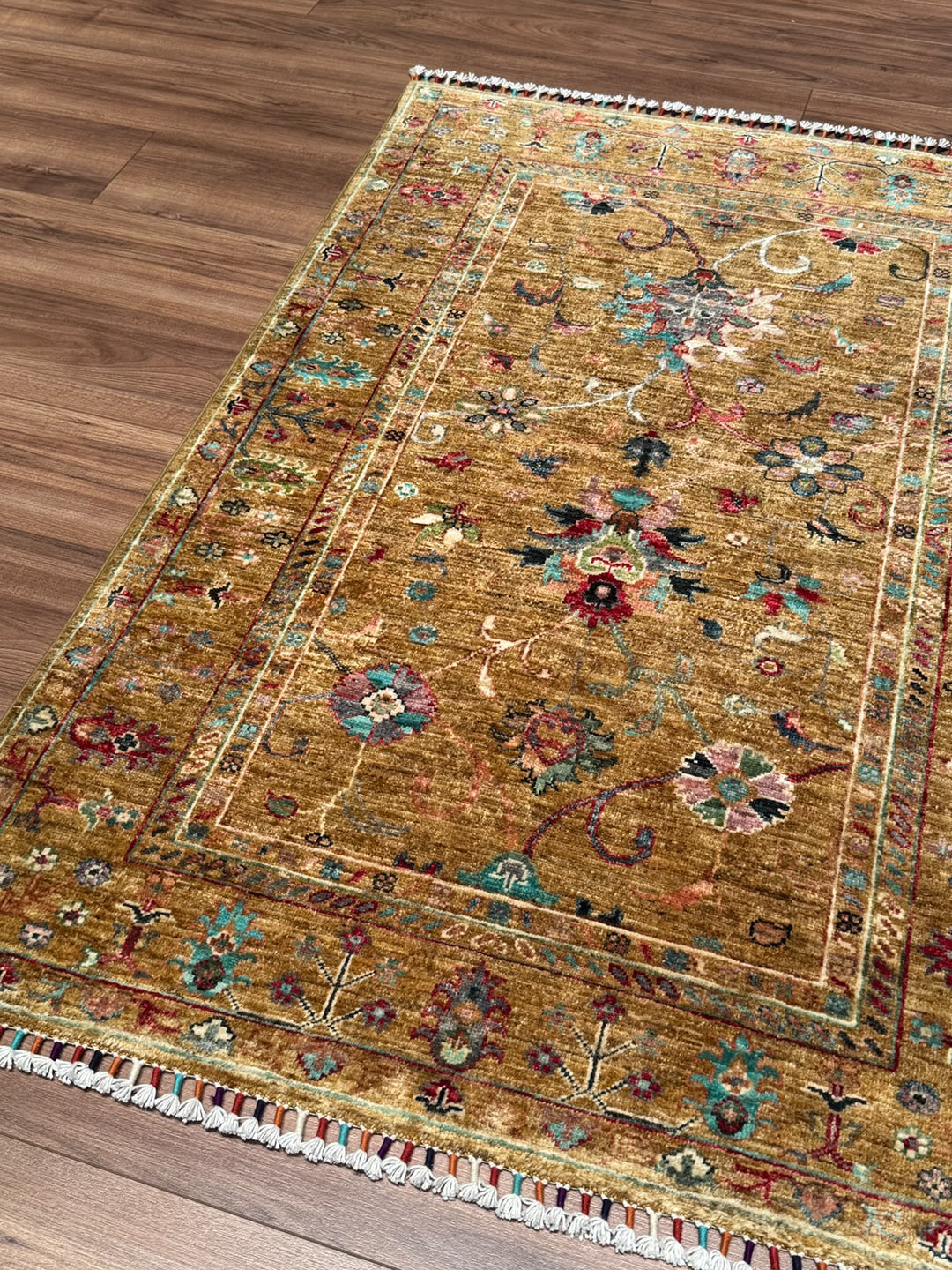 Sultani Binbirgece Orijinal El Dokuması Yeşil Kök Boya Yün Halı 102x150 1.53 Metrekare - 3x5 ft