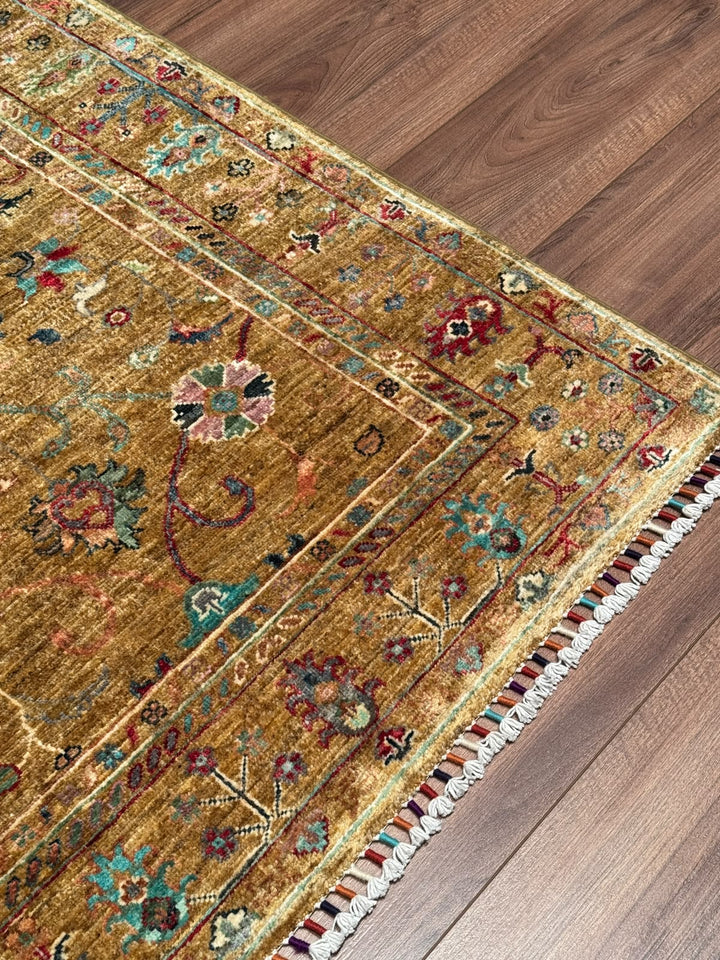Sultani Binbirgece Orijinal El Dokuması Yeşil Kök Boya Yün Halı 102x150 1.53 Metrekare - 3x5 ft