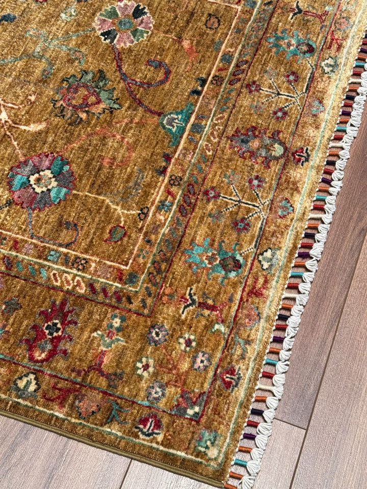 Sultani Binbirgece Orijinal El Dokuması Yeşil Kök Boya Yün Halı 102x150 1.53 Metrekare - 3x5 ft
