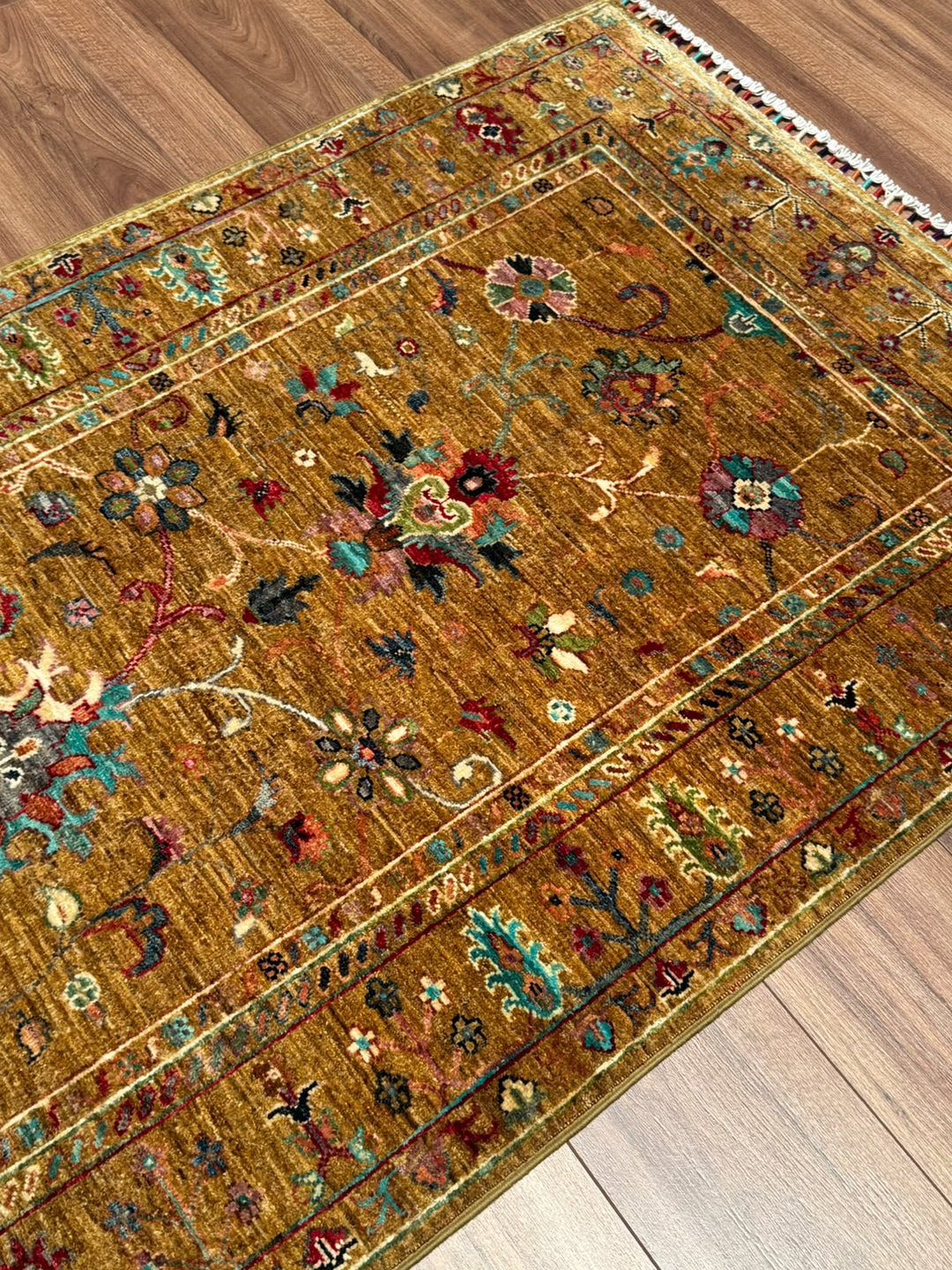 Sultani Binbirgece Orijinal El Dokuması Yeşil Kök Boya Yün Halı 102x150 1.53 Metrekare - 3x5 ft