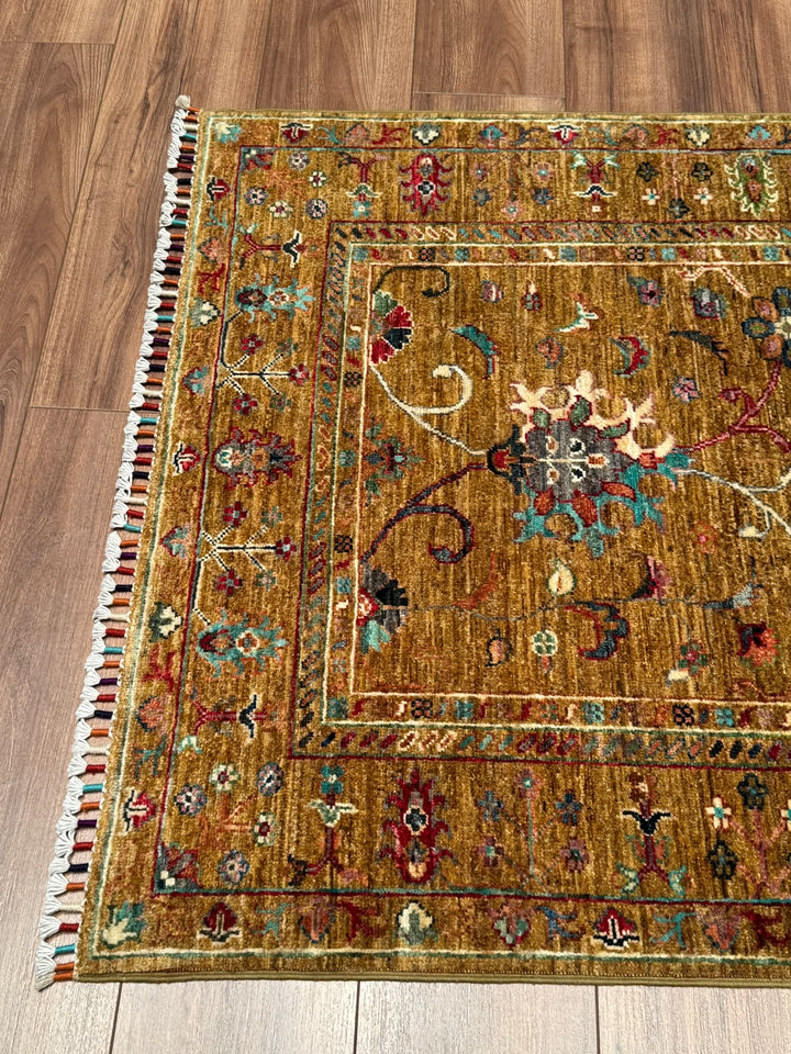 Sultani Binbirgece Orijinal El Dokuması Yeşil Kök Boya Yün Halı 102x150 1.53 Metrekare - 3x5 ft