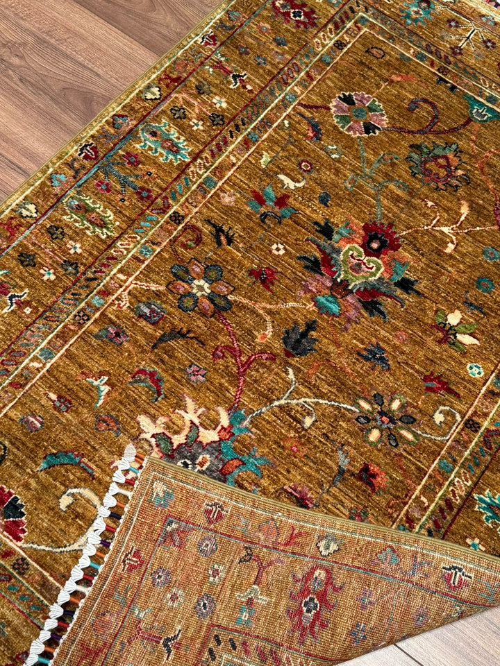 Sultani Binbirgece Orijinal El Dokuması Yeşil Kök Boya Yün Halı 102x150 1.53 Metrekare - 3x5 ft