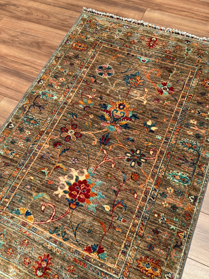 Sultani Binbirgece Orijinal El Dokuması Toprak Kök Boya Yün Halı 103x154 1.59 Metrekare - 3x5 ft