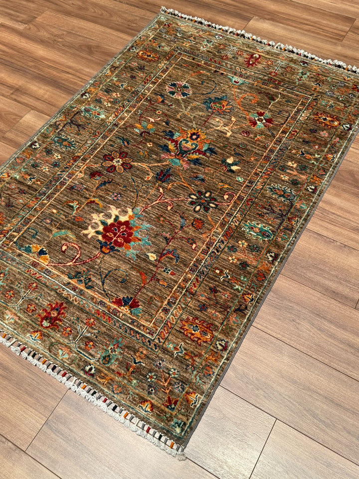 Sultani Binbirgece Orijinal El Dokuması Toprak Kök Boya Yün Halı 103x154 1.59 Metrekare - 3x5 ft
