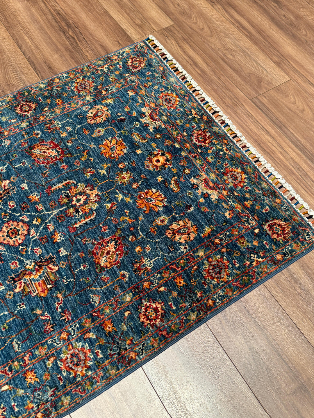 Sultani Binbirgece Orijinal El Dokuması Mavi Kök Boya Yün Halı 0.98x150 1.47 Metrekare - 3x5 ft