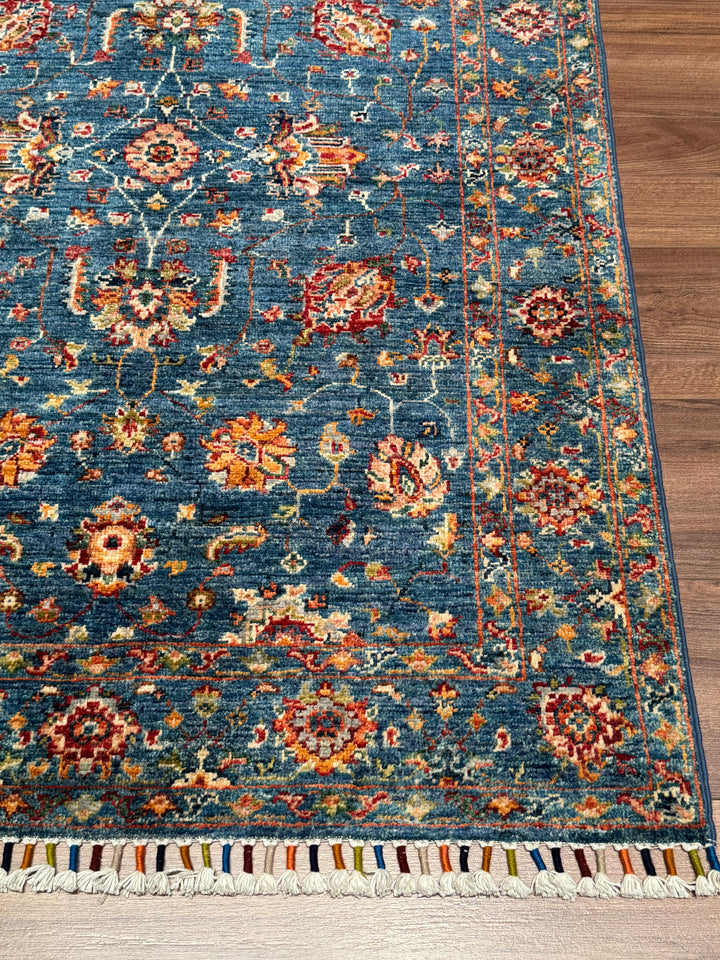 Sultani Binbirgece Orijinal El Dokuması Mavi Kök Boya Yün Halı 0.98x150 1.47 Metrekare - 3x5 ft