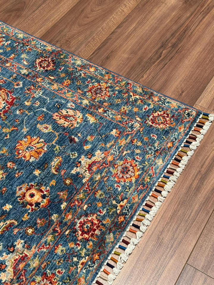 Sultani Binbirgece Orijinal El Dokuması Mavi Kök Boya Yün Halı 0.98x150 1.47 Metrekare - 3x5 ft