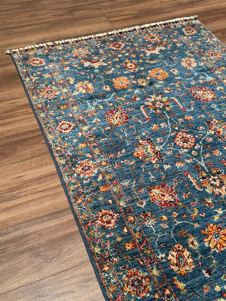 Sultani Binbirgece Orijinal El Dokuması Mavi Kök Boya Yün Halı 0.98x150 1.47 Metrekare - 3x5 ft