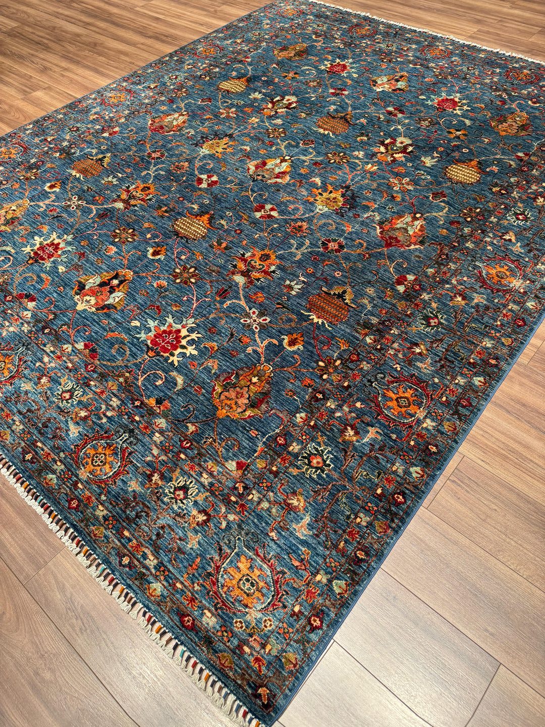 Sultani Binbirgece Orijinal El Dokuması Mavi Kök Boya Yün Halı 245x305 7.47 Metrekare - 7x10 ft