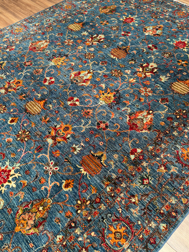 Sultani Binbirgece Orijinal El Dokuması Mavi Kök Boya Yün Halı 245x305 7.47 Metrekare - 7x10 ft