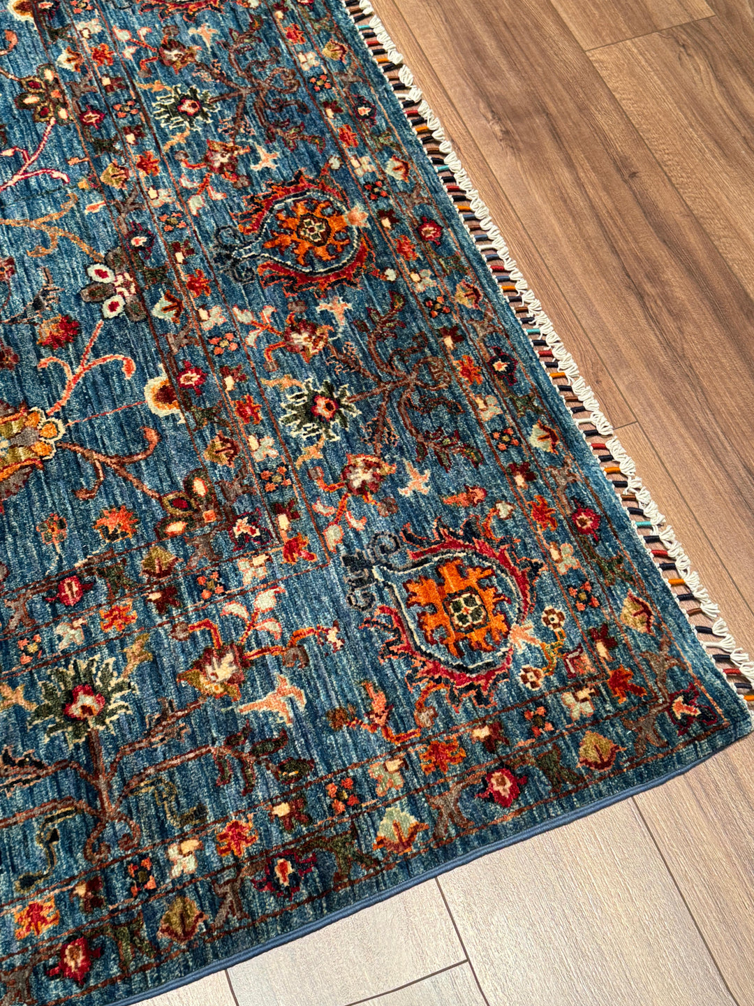 Sultani Binbirgece Orijinal El Dokuması Mavi Kök Boya Yün Halı 245x305 7.47 Metrekare - 7x10 ft