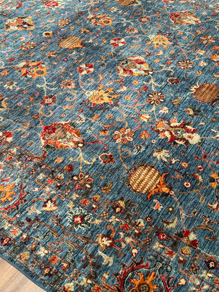 Sultani Binbirgece Orijinal El Dokuması Mavi Kök Boya Yün Halı 245x305 7.47 Metrekare - 7x10 ft