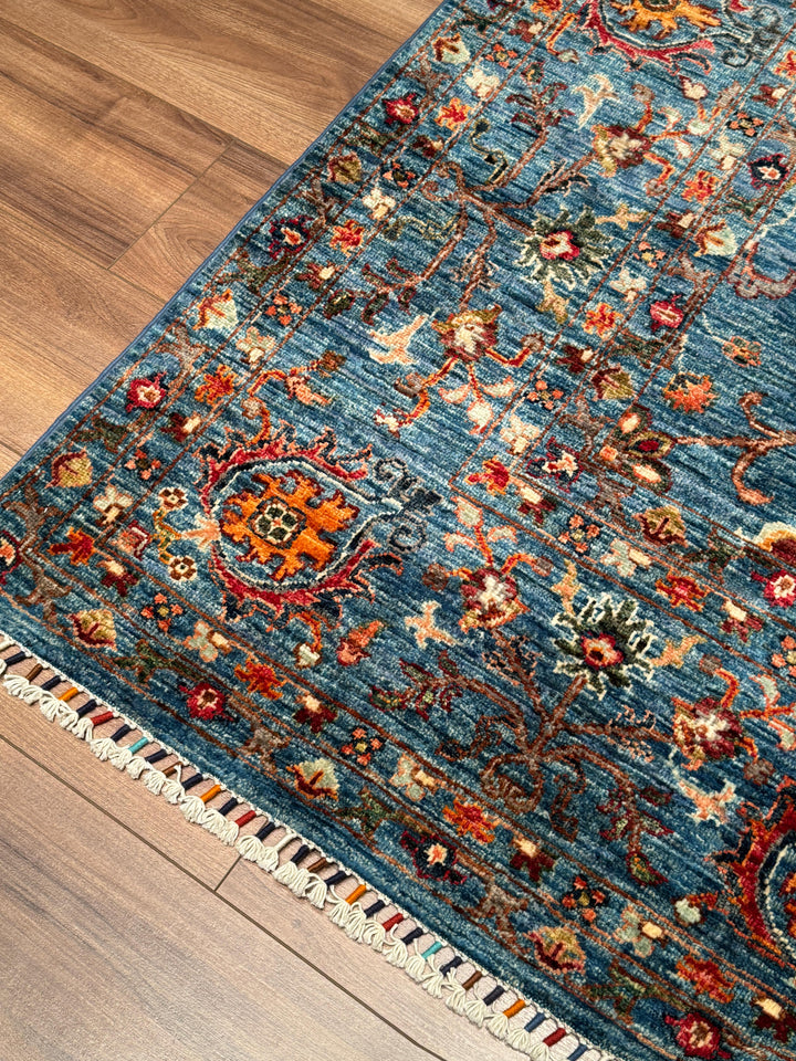 Sultani Binbirgece Orijinal El Dokuması Mavi Kök Boya Yün Halı 245x305 7.47 Metrekare - 7x10 ft
