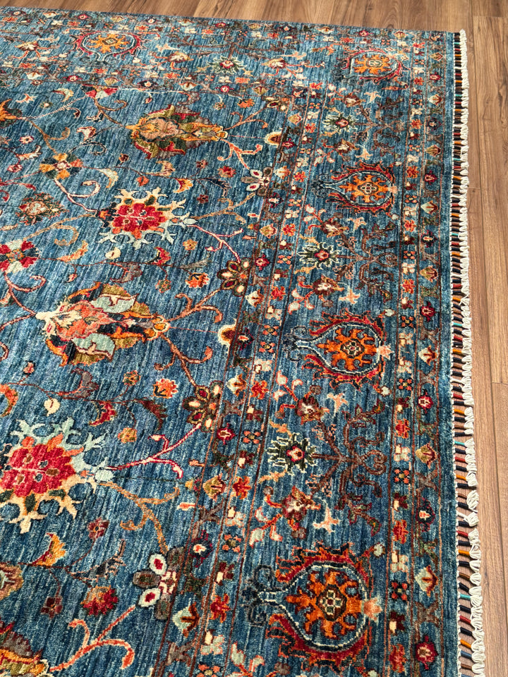 Sultani Binbirgece Orijinal El Dokuması Mavi Kök Boya Yün Halı 245x305 7.47 Metrekare - 7x10 ft