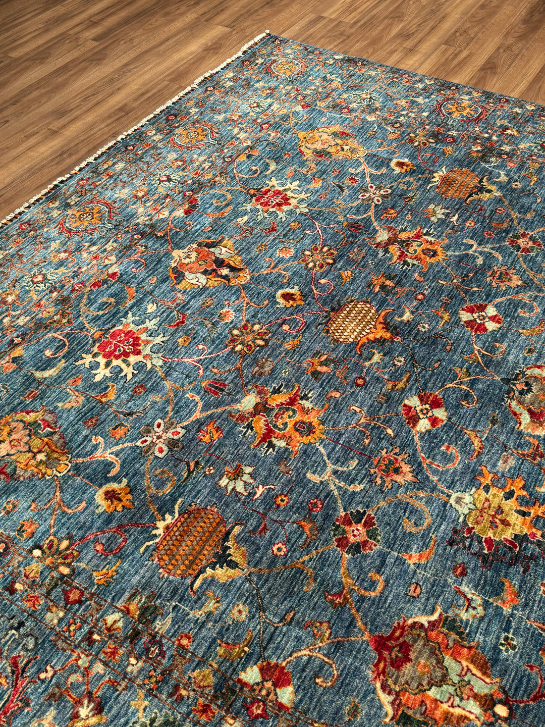 Sultani Binbirgece Orijinal El Dokuması Mavi Kök Boya Yün Halı 245x305 7.47 Metrekare - 7x10 ft